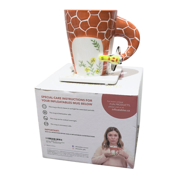Inflatables Giraffe Mug with Saucer 16 oz Ceramic Coffee Tea Cup NWOT w Box NWOT - Picture 1 of 9